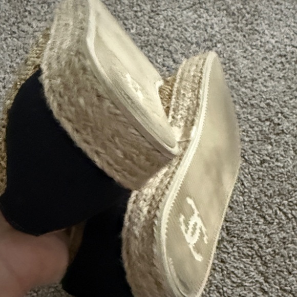 CHANEL Women's Black and Gold Lace Sneakers - Picture 10 of 11